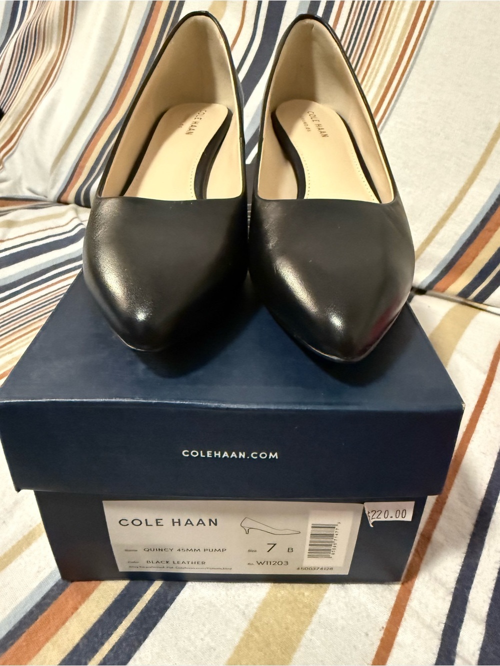 Cole Haan Black Pointed Toe Leather Pumps